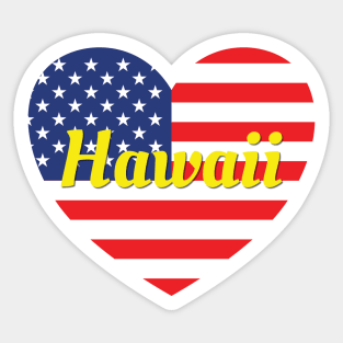 Hawaii American Flag Heart Sticker